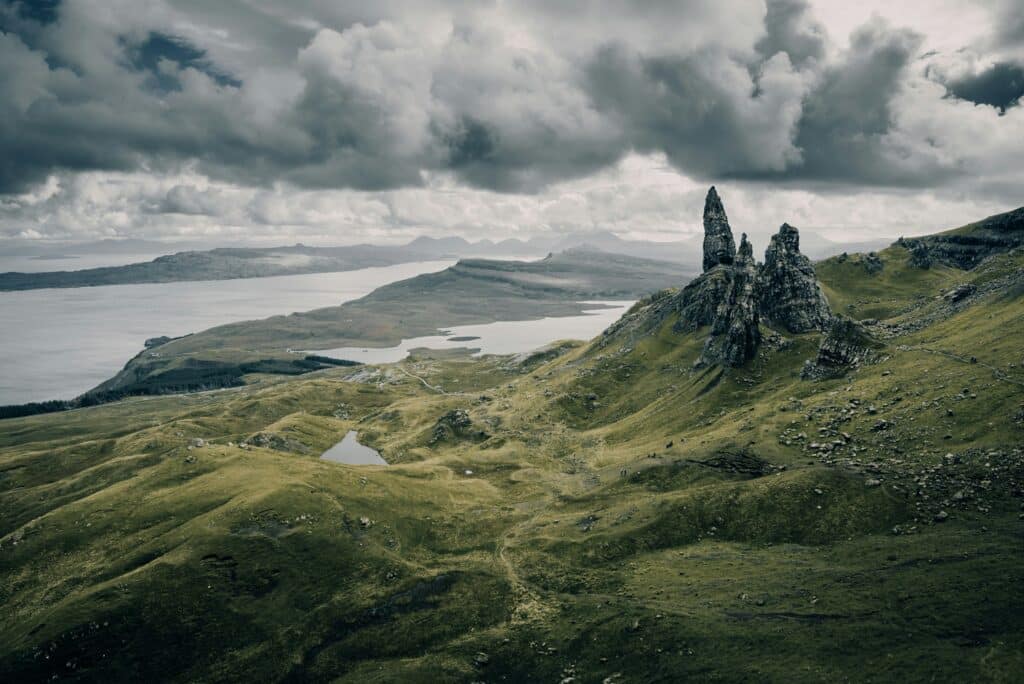 moody Scottish cliff's edge