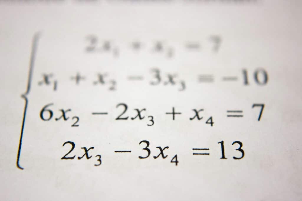 close up of algebra worksheet