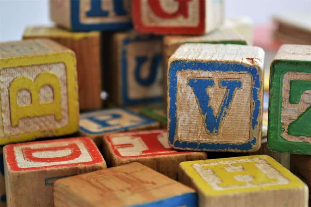 children's blocks with letters on them