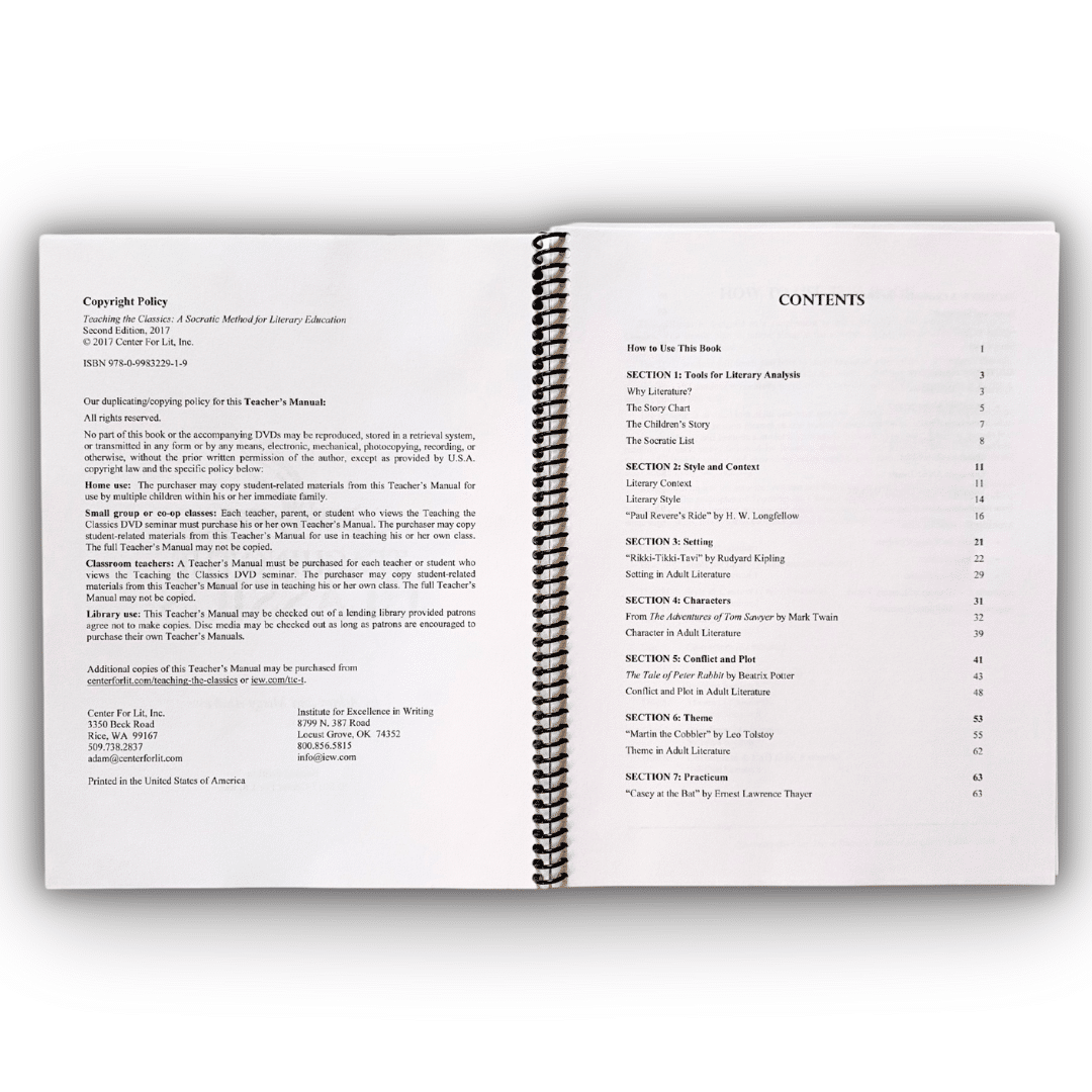 Teaching the Classics interior with table of contents