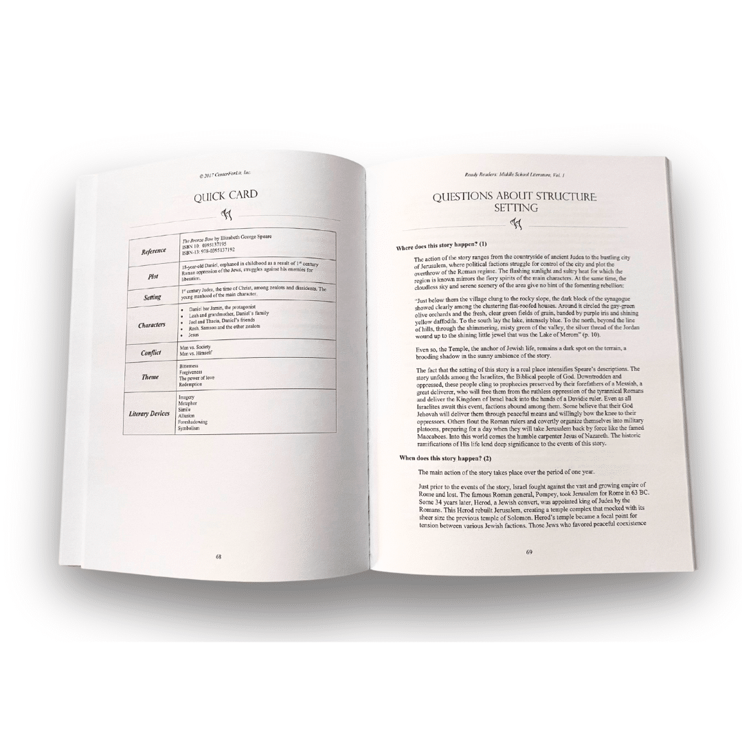 Ready Readers: Middle School Literature, Volume 1 interior